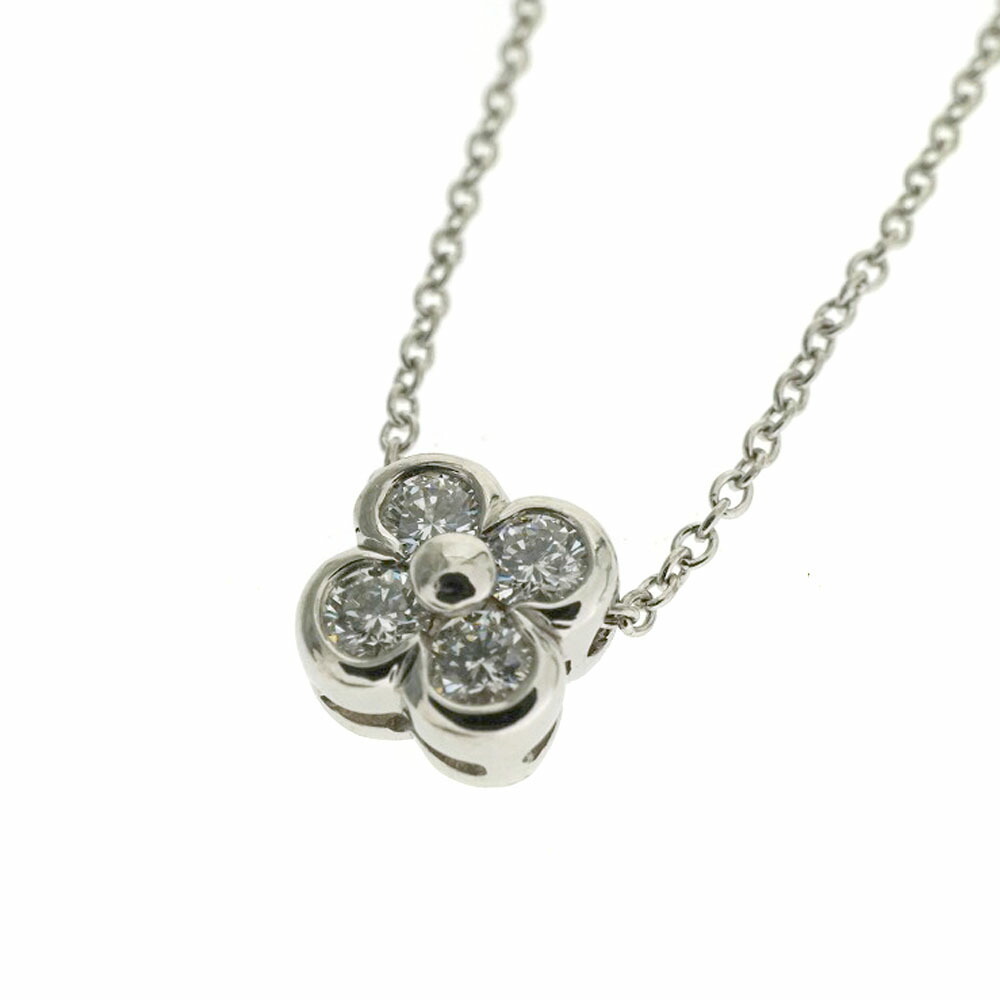 Tiffany 4P Bezel Set Necklace Platinum Diamond